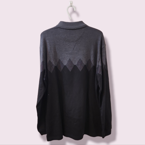 NEW Haggar Men's Argyle Style Long Sleeve Polo w/Tags - Picture 3 of 3